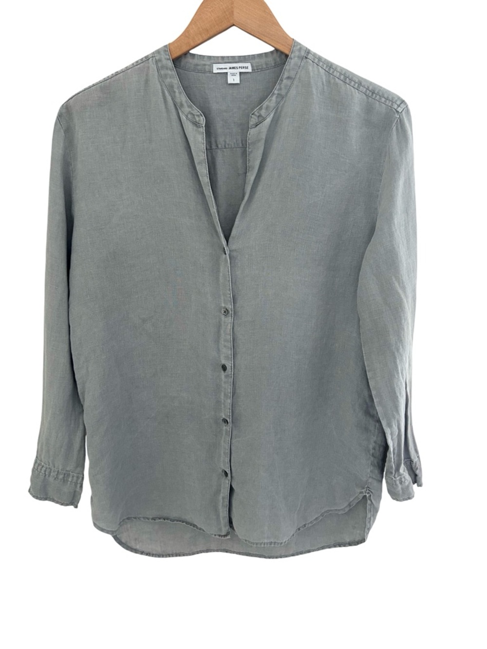 Standard James Perse Gray Linen Long Sleeve Top Size 1 (Small)